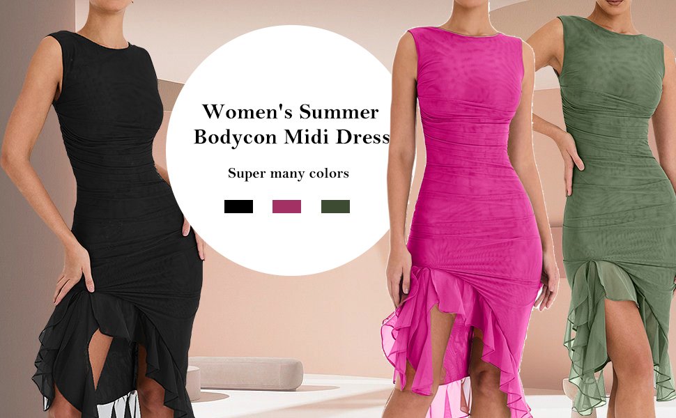 Women's Ruffle Midi Dress