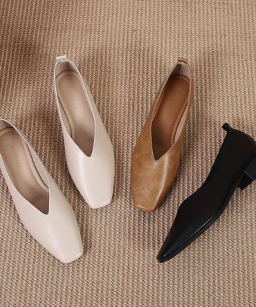 Square Toe Granny Shoes Flat Low-cut Shoes Casual All-matching