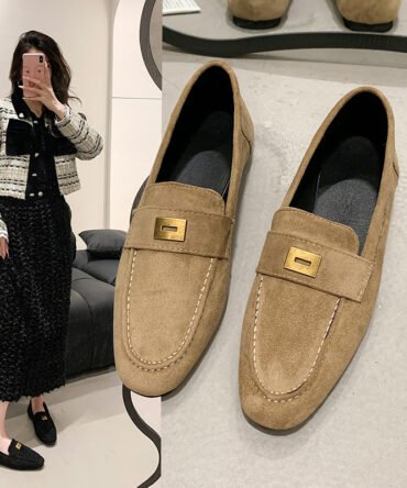 Fashion Women British Loafers Square Toe Gommino