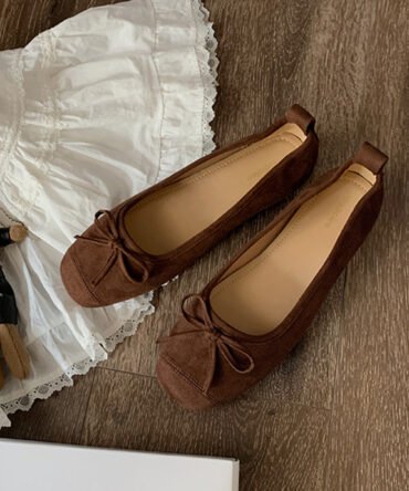 Women's Round-toe Ballet-style Bowknot Soft Surface Low-cut Flat Shoes